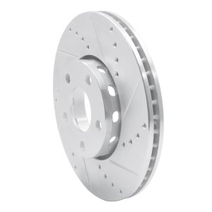 Audi A6 Quattro Brake Rotor (1) - Front Right - R1 Concepts - Drilled & Slotted - Silver - `92-`08
